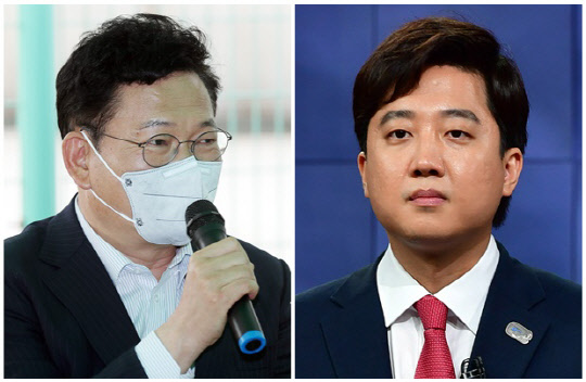 송영길 더불어민주당 대표(왼쪽)와 이준석 국민의힘 대표. 연합뉴스